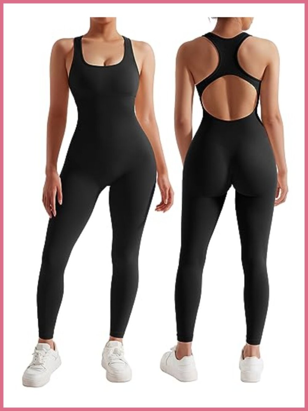 RXRXCOCO Women Backless One Piece Jumpsuit Sleeveless Scoop Neck Bodycon Romper